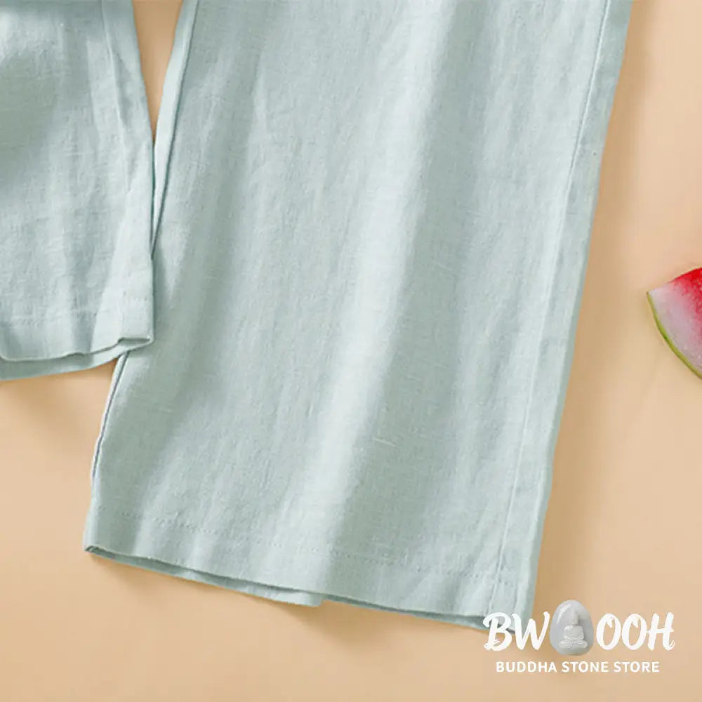 Buddha Stones Casual Straight Leg Design Cotton Women’s 7-8 Length Wide Leg Pants With Pockets - Women’s Wide Leg Pants