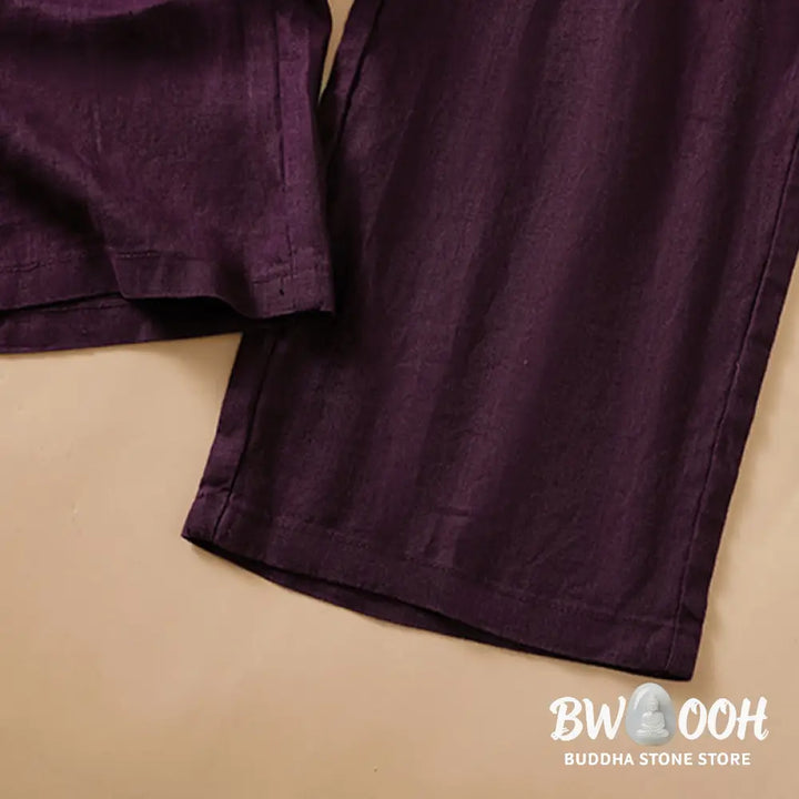 Buddha Stones Casual Straight Leg Design Cotton Women’s 7-8 Length Wide Leg Pants With Pockets - Women’s Wide Leg Pants