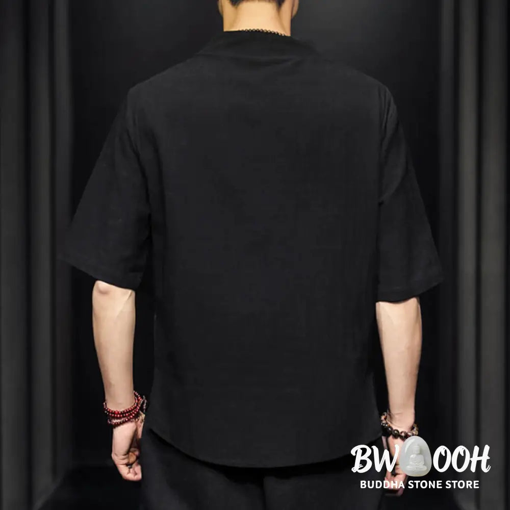 Buddha Stones Casual Summer Half Sleeve Shirt Cotton Men Clothing - Men’s Shirts