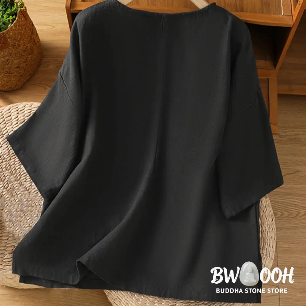Buddha Stones Casual Summer Plain Crew Neck Women’s Cotton Short Sleeve T-Shirt - Women’s T-Shirts