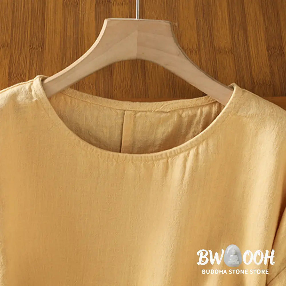 Buddha Stones Casual Summer Plain Crew Neck Women’s Cotton Short Sleeve T-Shirt - Women’s T-Shirts