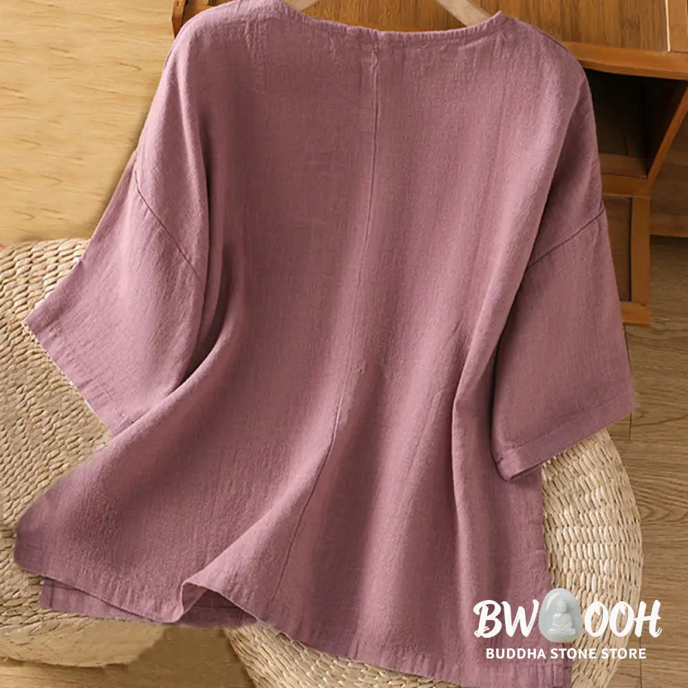 Buddha Stones Casual Summer Plain Crew Neck Women’s Cotton Short Sleeve T-Shirt - Women’s T-Shirts