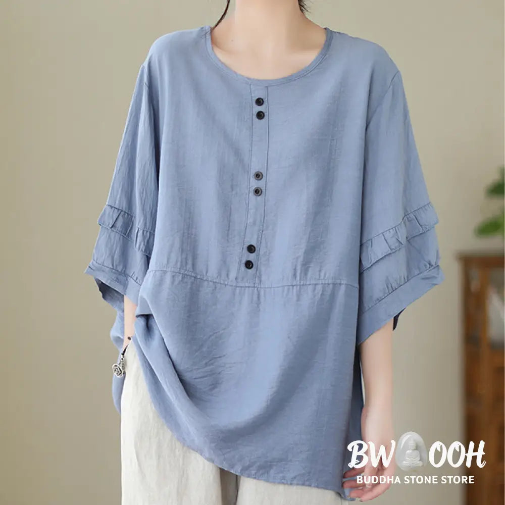 Buddha Stones Casual Summer Plain Crew Neck Women’s Polyester Short Sleeve T-shirt - Women’s T-Shirts