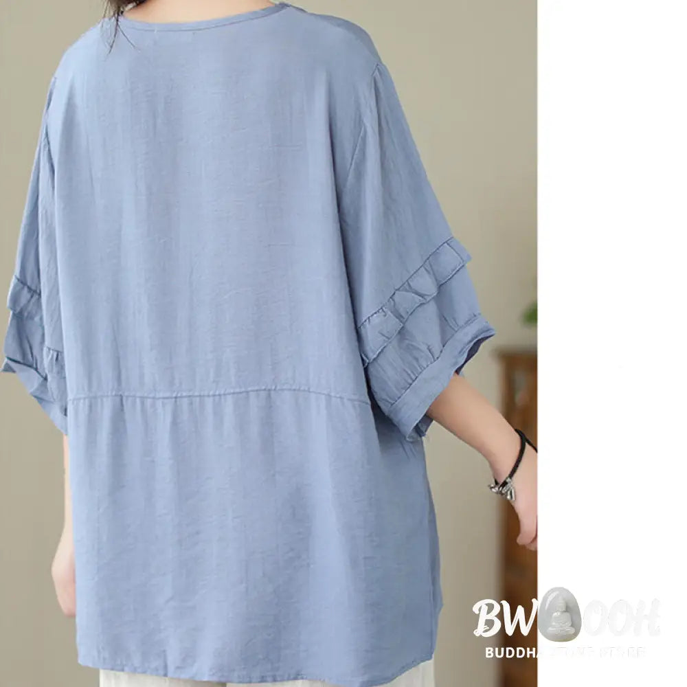 Buddha Stones Casual Summer Plain Crew Neck Women’s Polyester Short Sleeve T-shirt - Women’s T-Shirts