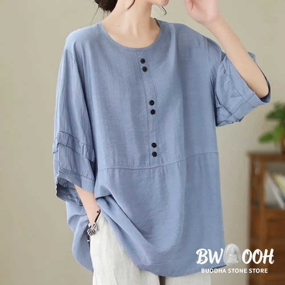 Buddha Stones Casual Summer Plain Crew Neck Women’s Polyester Short Sleeve T-shirt - Women’s T-Shirts