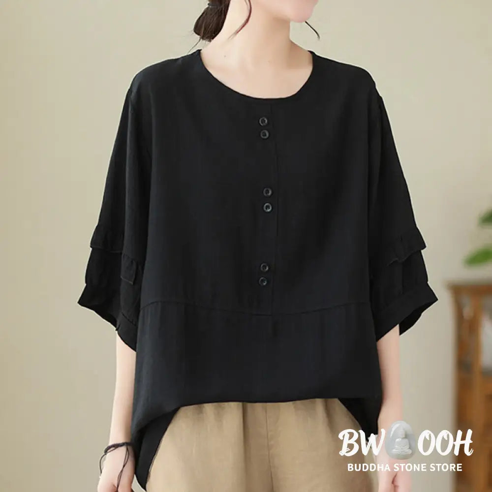 Buddha Stones Casual Summer Plain Crew Neck Women’s Polyester Short Sleeve T-shirt - Women’s T-Shirts