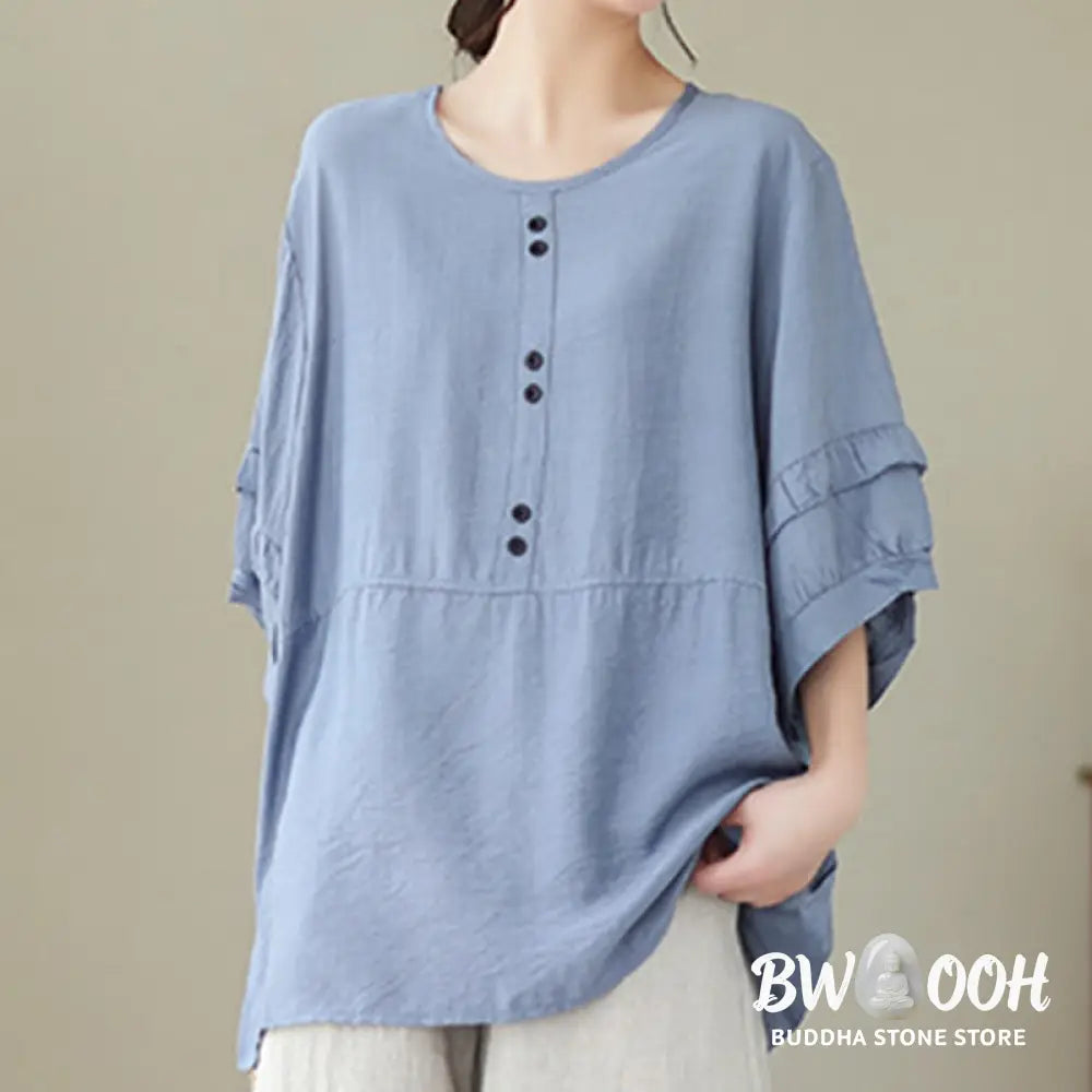 Buddha Stones Casual Summer Plain Crew Neck Women’s Polyester Short Sleeve T-shirt - Women’s T-Shirts