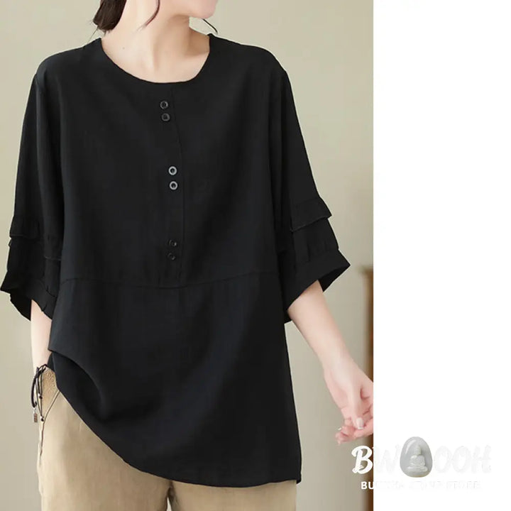 Buddha Stones Casual Summer Plain Crew Neck Women’s Polyester Short Sleeve T-shirt - Women’s T-Shirts