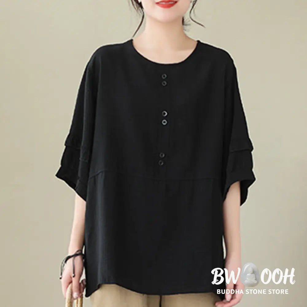 Buddha Stones Casual Summer Plain Crew Neck Women’s Polyester Short Sleeve T-shirt - Women’s T-Shirts