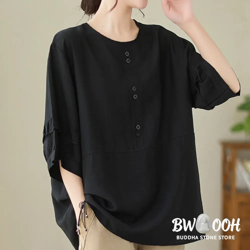 Buddha Stones Casual Summer Plain Crew Neck Women’s Polyester Short Sleeve T-shirt - Women’s T-Shirts