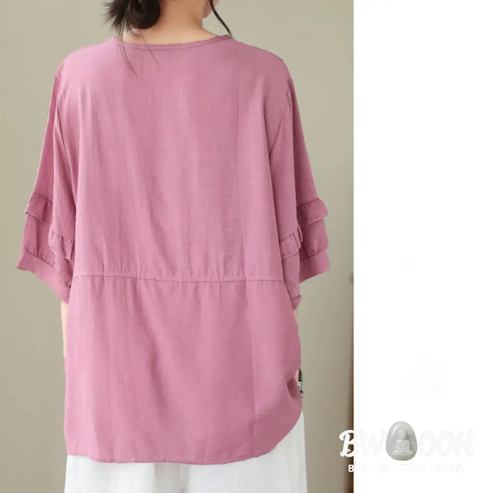 Buddha Stones Casual Summer Plain Crew Neck Women’s Polyester Short Sleeve T-shirt - Women’s T-Shirts