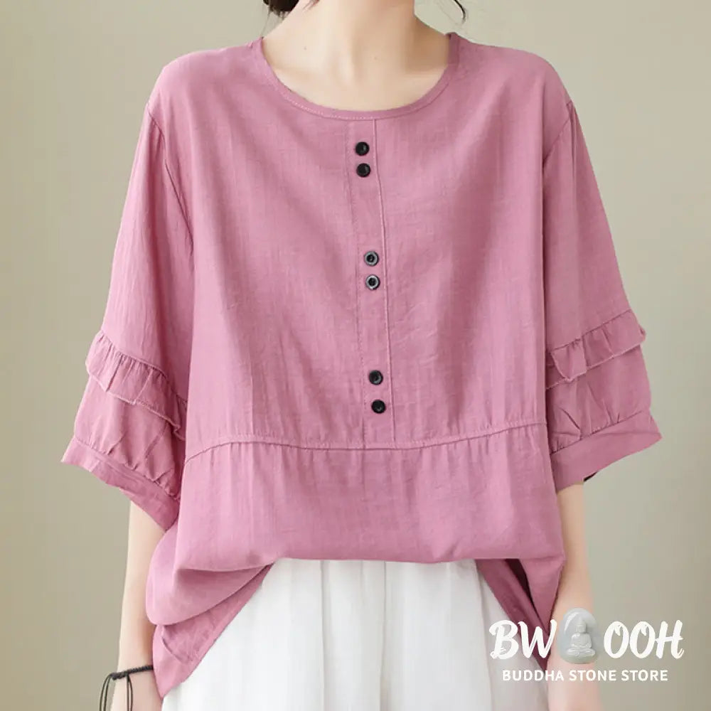 Buddha Stones Casual Summer Plain Crew Neck Women’s Polyester Short Sleeve T-shirt - Women’s T-Shirts