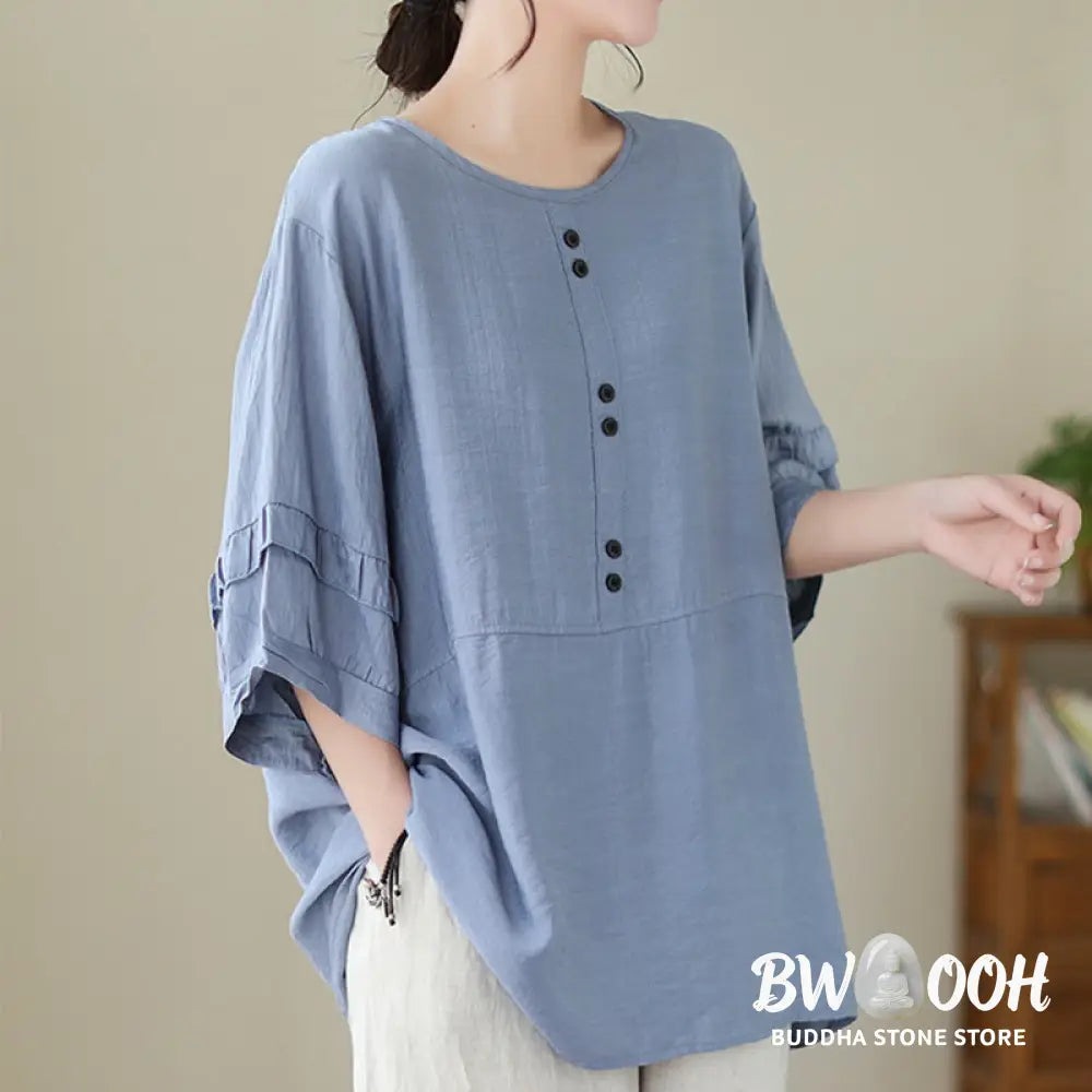 Buddha Stones Casual Summer Plain Crew Neck Women’s Polyester Short Sleeve T-shirt - Women’s T-Shirts