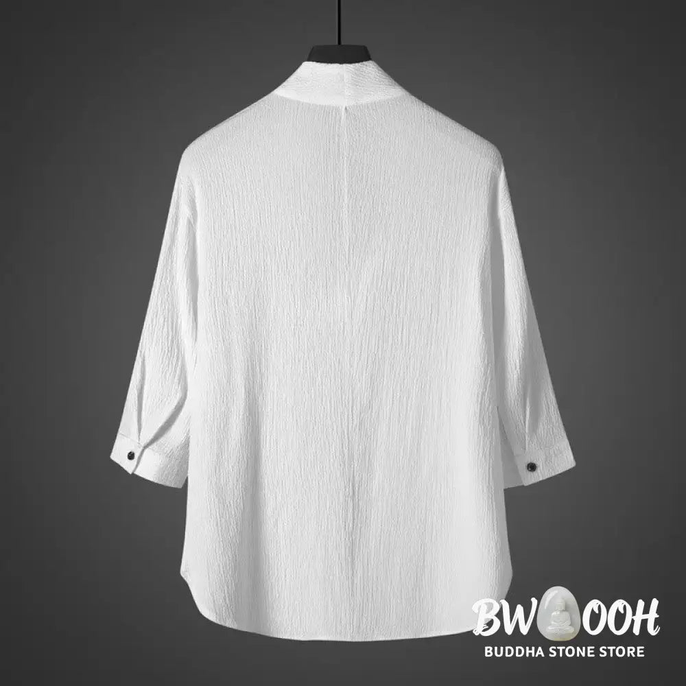 Buddha Stones Casual V-Neck Three Quarter Sleeve Men’s Shirt - Men’s Shirts