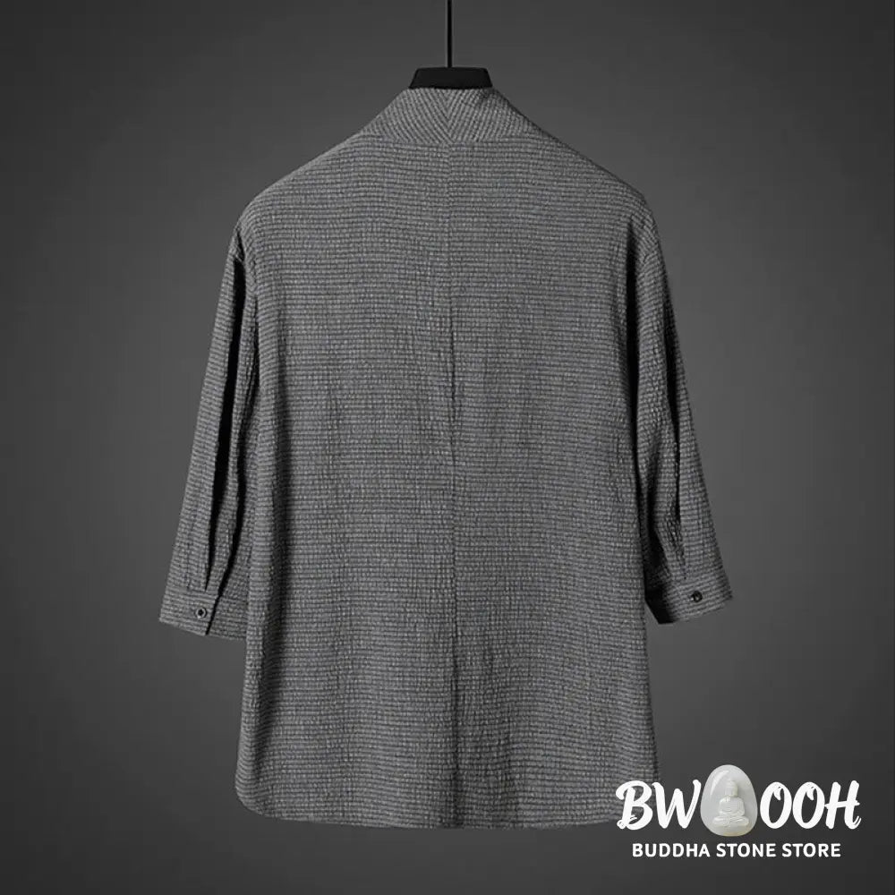 Buddha Stones Casual V-Neck Three Quarter Sleeve Men’s Shirt - Men’s Shirts