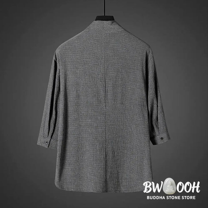 Buddha Stones Casual V-Neck Three Quarter Sleeve Men’s Shirt - Men’s Shirts