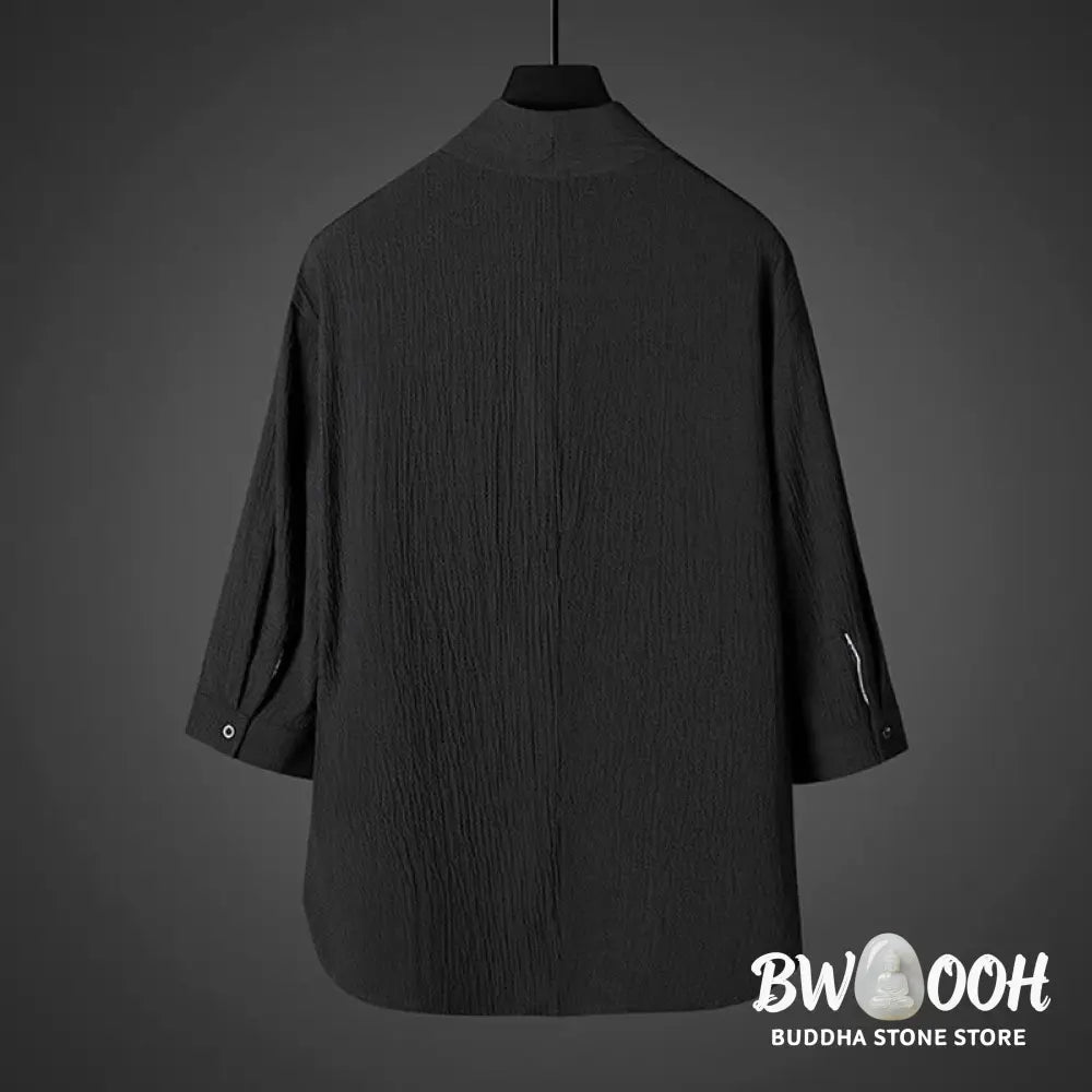 Buddha Stones Casual V-Neck Three Quarter Sleeve Men’s Shirt - Men’s Shirts