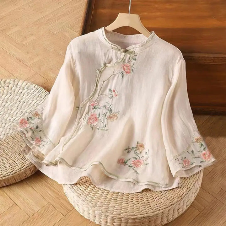 BWOOOH Casual Vintage Embroidery Flower Pattern Chinese F