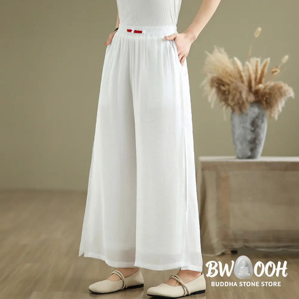 BWOOOH printed wide-leg yoga pants - Casual Vintage Side Slit Hem Design Cott