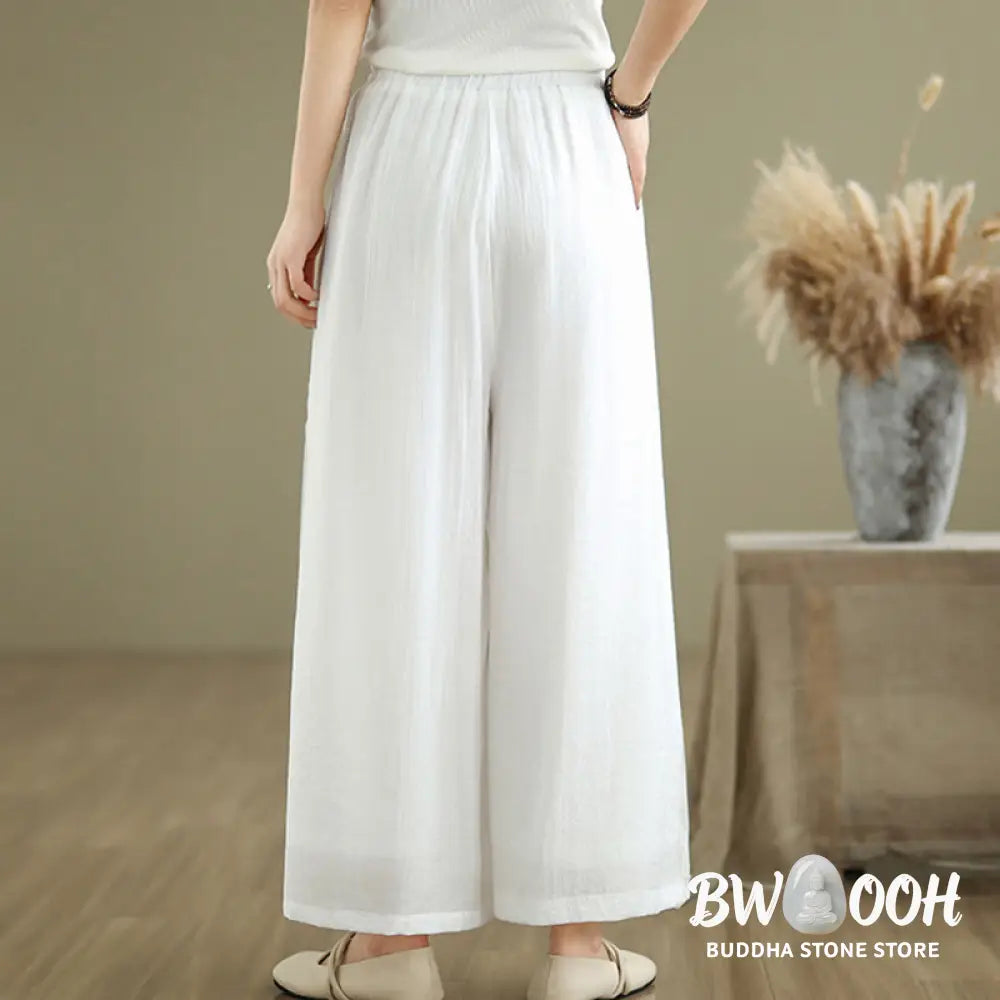 BWOOOH printed wide-leg yoga pants - Casual Vintage Side Slit Hem Design Cott
