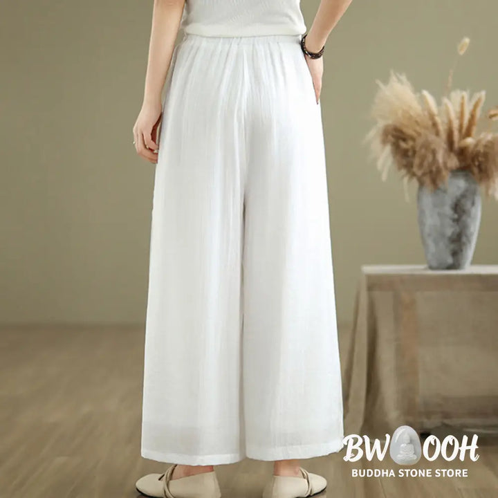 BWOOOH printed wide-leg yoga pants - Casual Vintage Side Slit Hem Design Cott