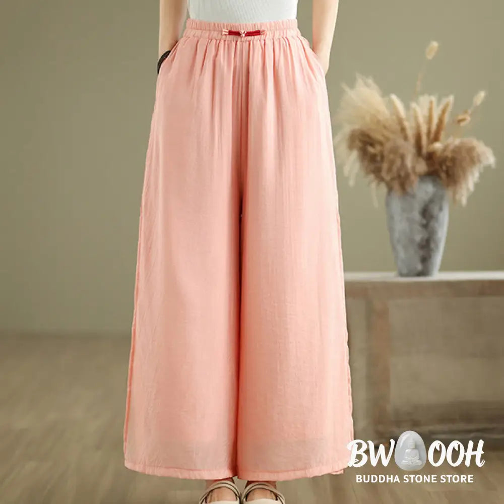 BWOOOH printed wide-leg yoga pants - Casual Vintage Side Slit Hem Design Cott