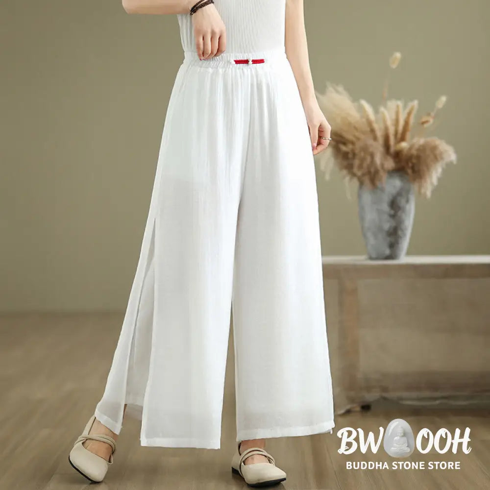 BWOOOH printed wide-leg yoga pants - Casual Vintage Side Slit Hem Design Cott