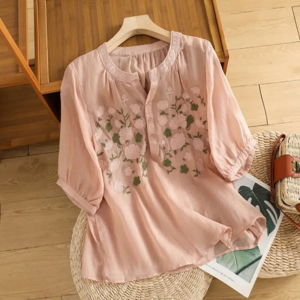 BWOOOH Casual Women's Flowers Green Leaves Embroidery Pat