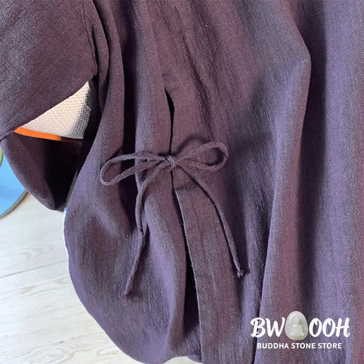 Buddha Stones Casual Women’s Plain Frog-Button Stand Collar Design Long Sleeve Shirt - Women’s Shirts