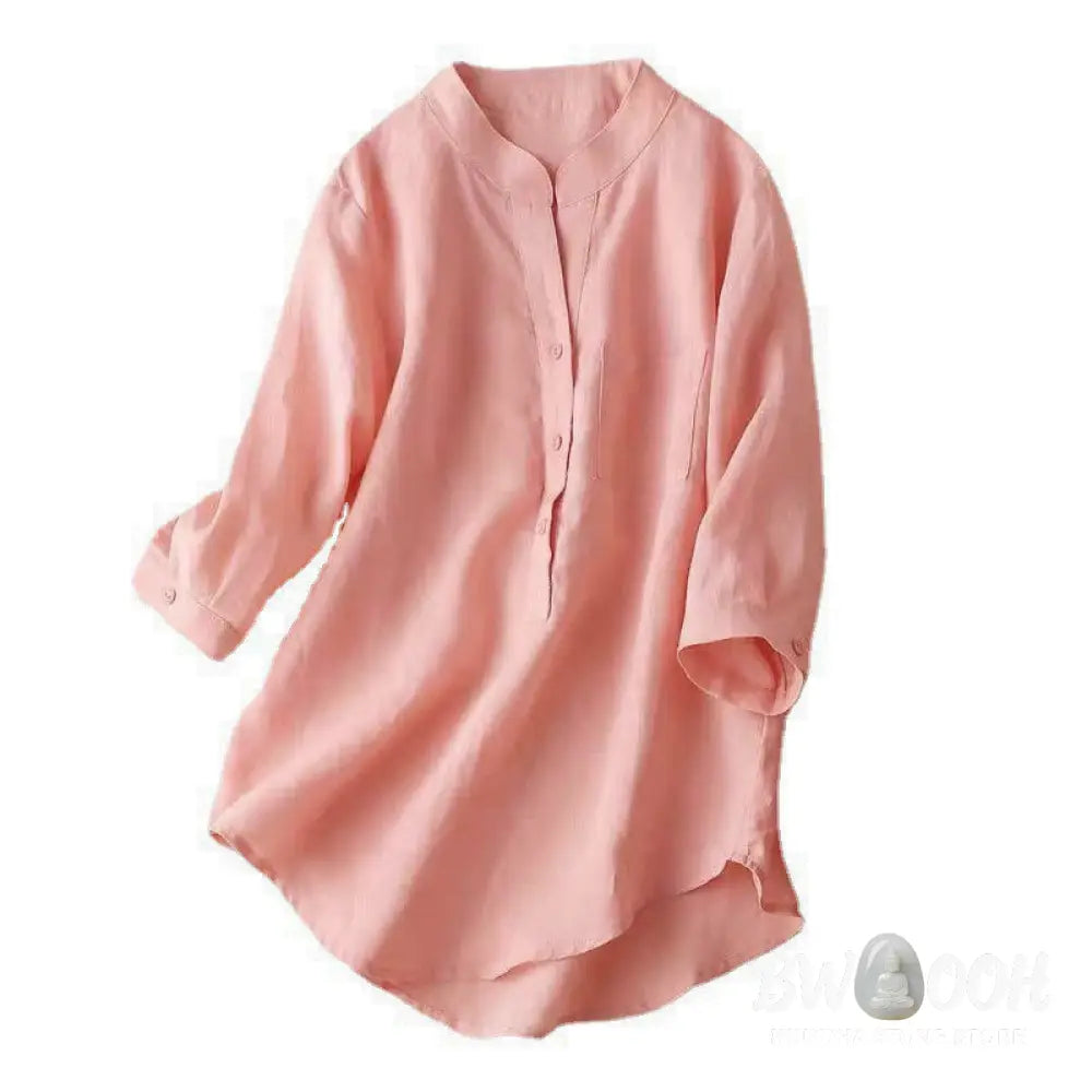 Buddha Stones Casual Women’s V-neck Three Quarter Sleeve Design Plain Shirt - Women’s Shirts