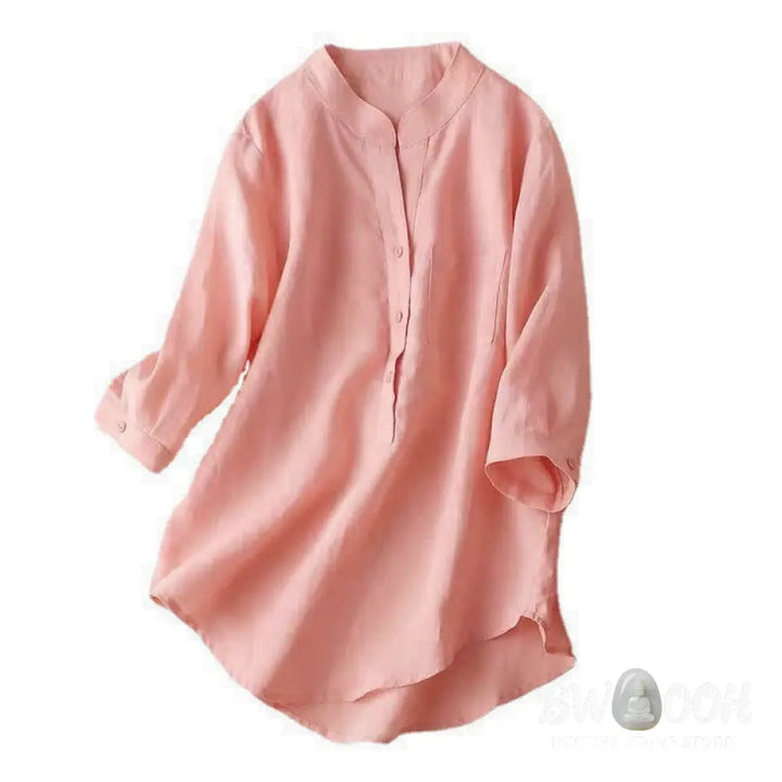 Buddha Stones Casual Women’s V-neck Three Quarter Sleeve Design Plain Shirt - Women’s Shirts