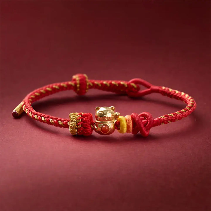BWOOOH Cat Copper Red String Luck Bracelet