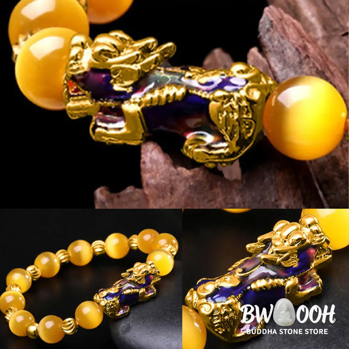 Buddha Stones Cat Eye Color Change PiXiu Support Bracelet - BWOOOH - Bracelet