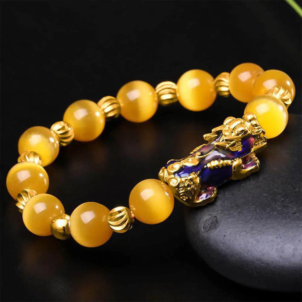 BWOOOH Cat Eye Color Change PiXiu Support Bracelet — PiXiu feng shui bracelet for spiritual healing and mindful living