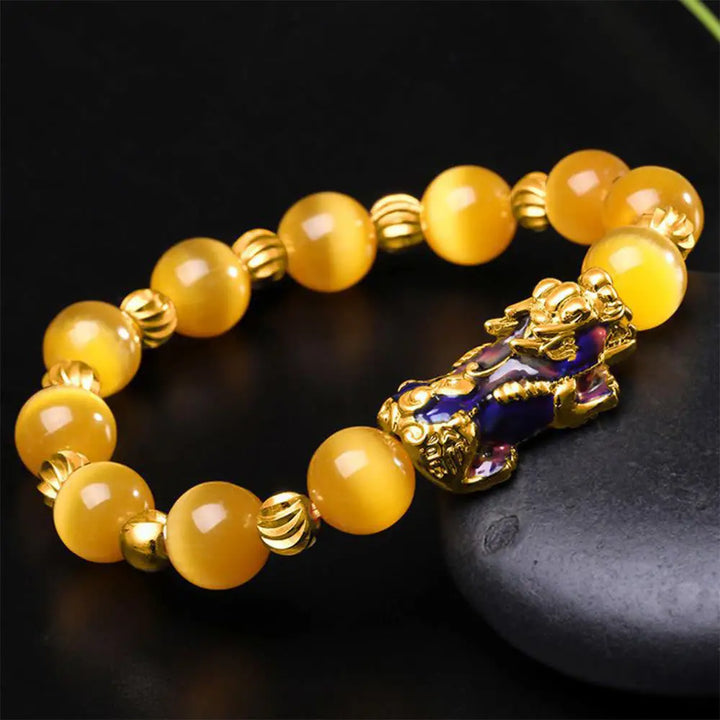 BWOOOH Cat Eye Color Change PiXiu Support Bracelet — PiXiu feng shui bracelet for spiritual healing and mindful living