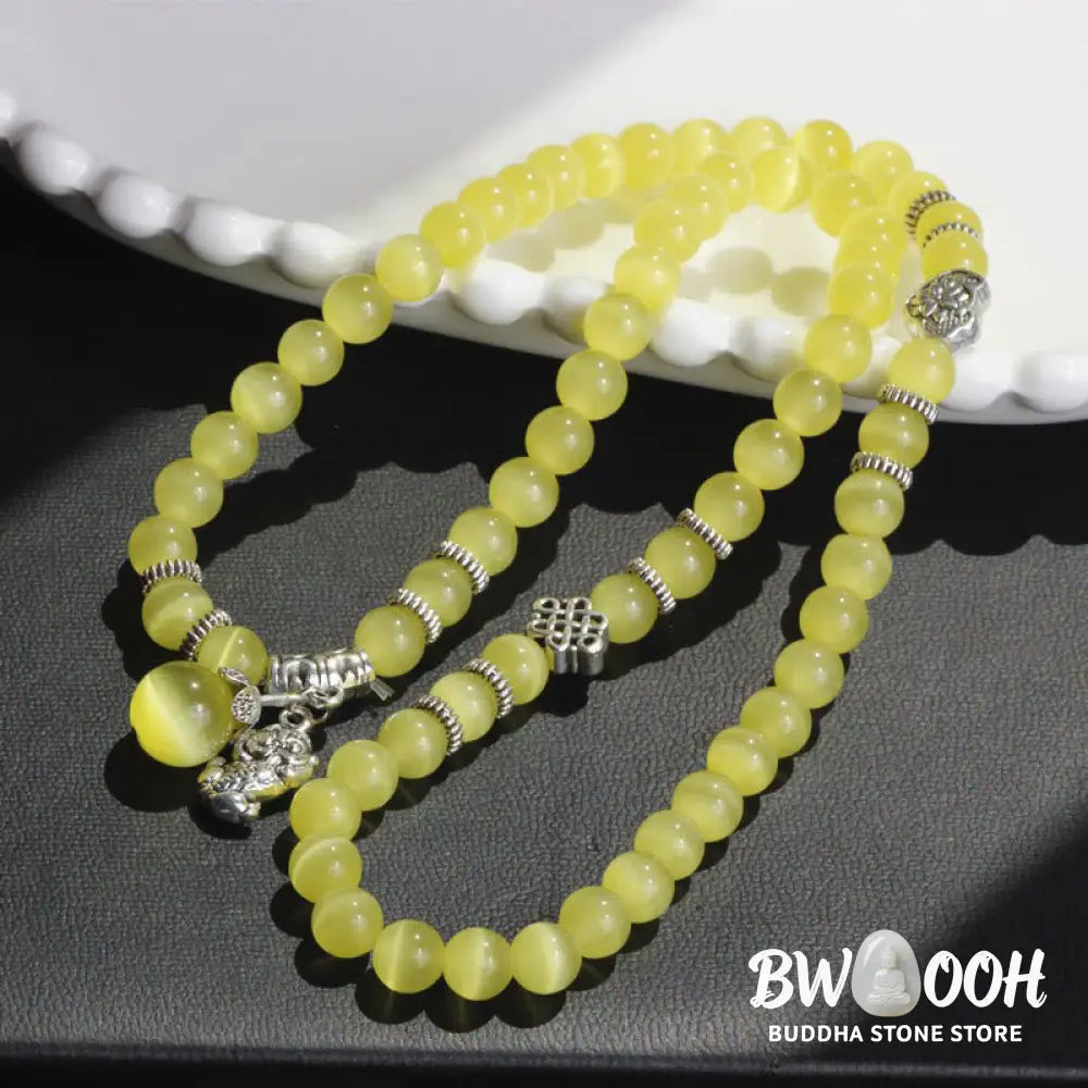 Buddha Stones Cat Eye PiXiu Support Triple Wrap Bracelet - BWOOOH - Bracelet