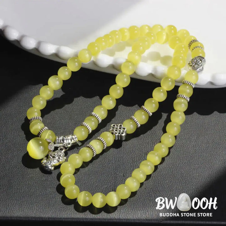 Buddha Stones Cat Eye PiXiu Support Triple Wrap Bracelet - BWOOOH - Bracelet