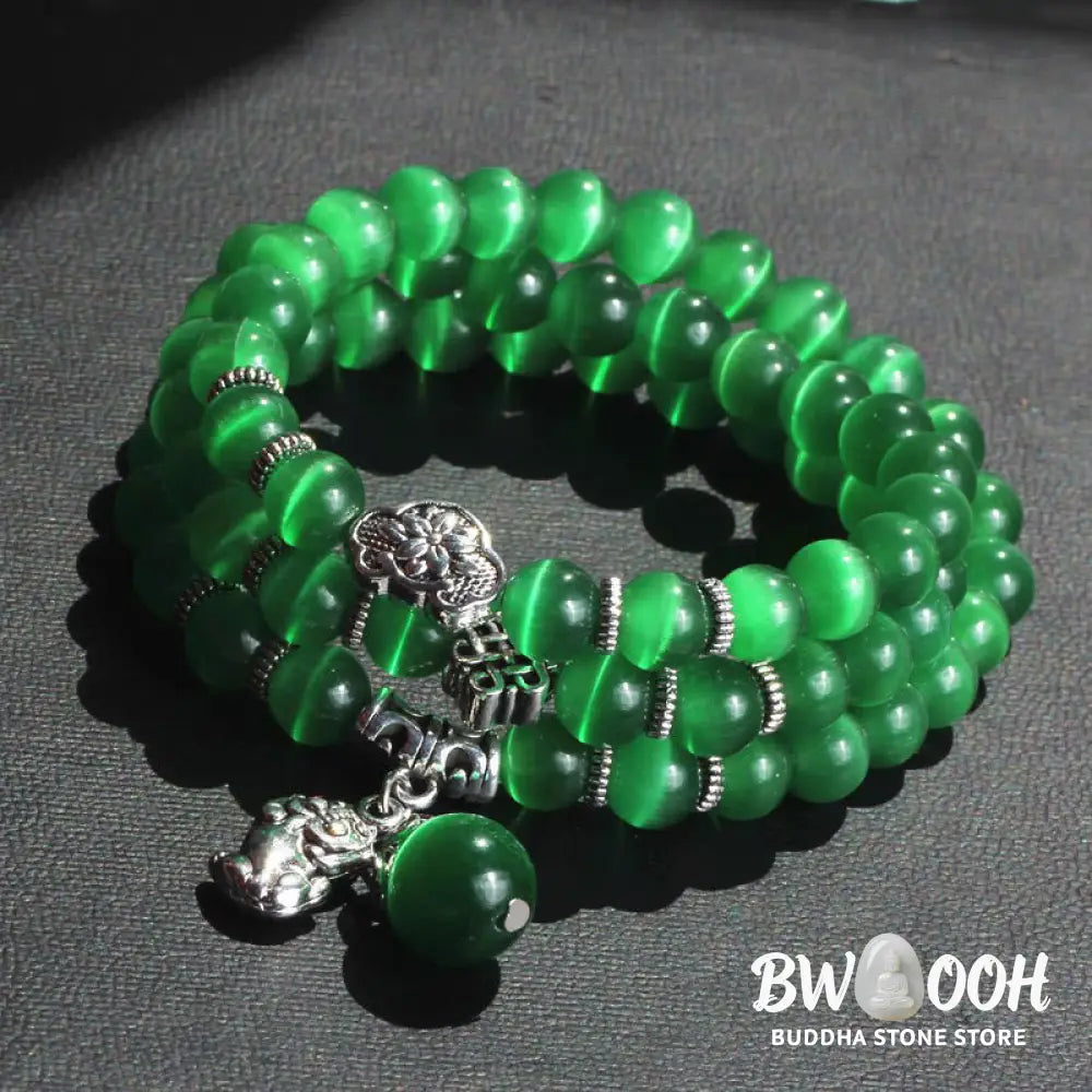 Buddha Stones Cat Eye PiXiu Support Triple Wrap Bracelet - BWOOOH - Bracelet