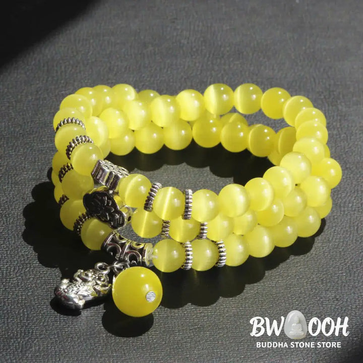 Buddha Stones Cat Eye PiXiu Support Triple Wrap Bracelet - BWOOOH - Bracelet