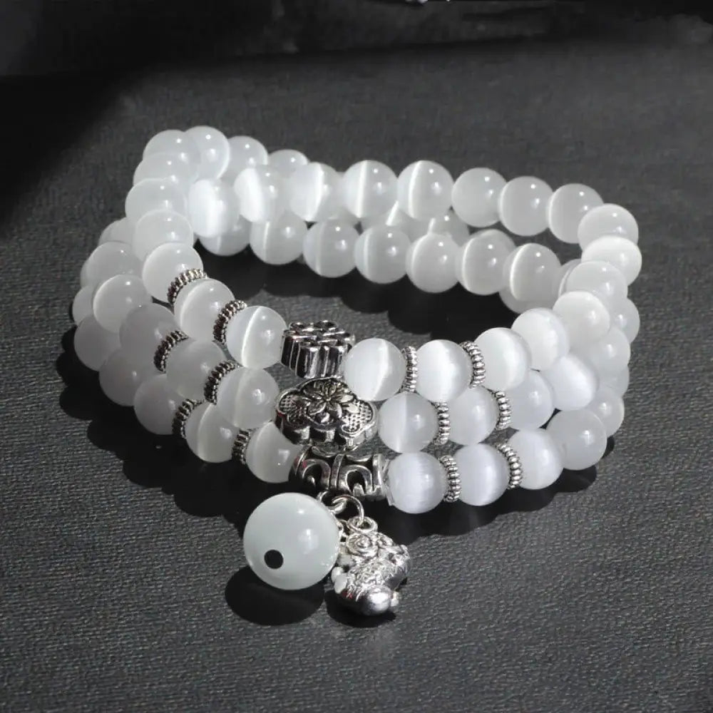 BWOOOH Cat Eye PiXiu Support Triple Wrap Bracelet - BWOOOH - White Cat’s Eye - Bracelet