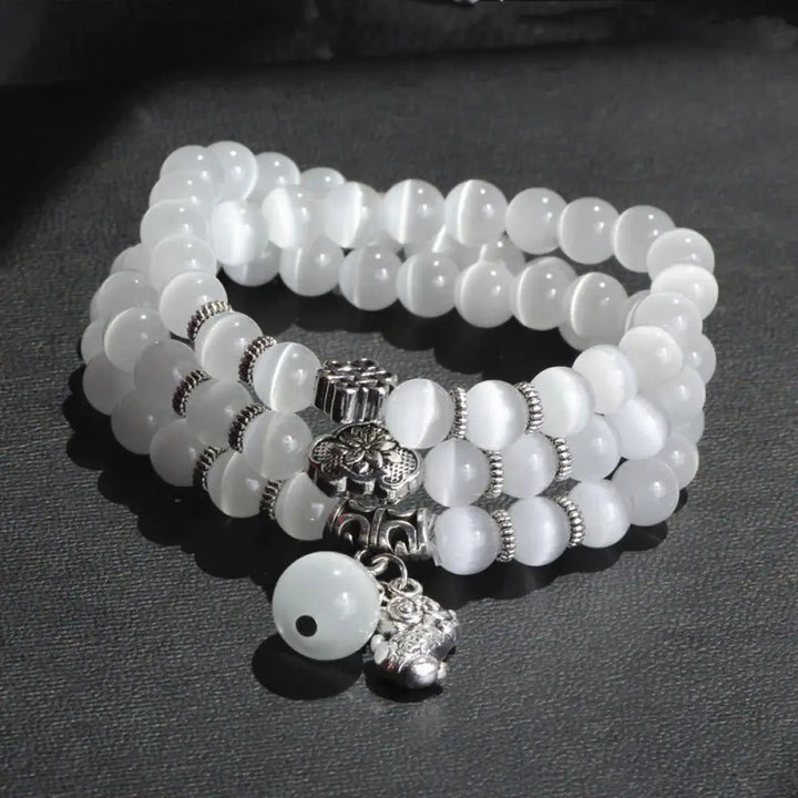 BWOOOH Cat Eye PiXiu Support Triple Wrap Bracelet - BWOOOH - White Cat’s Eye - Bracelet