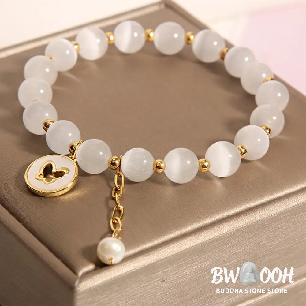 Buddha Stones Cat’s Eye Butterfly Charm Love Bracelet - BWOOOH - Cat’s Eye(Peace♥Support) - Bracelet