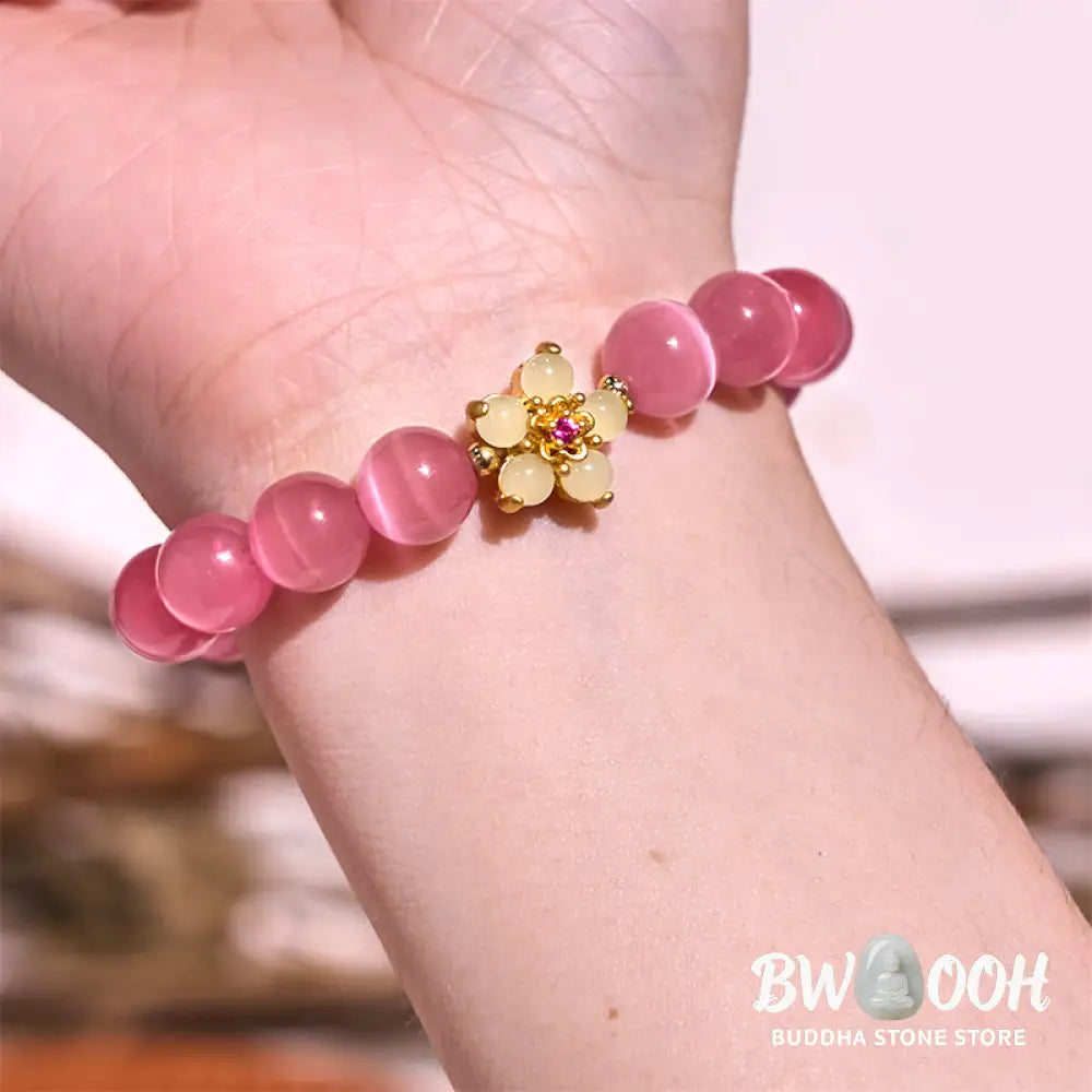 Buddha Stones Cat’s Eye Chrysoberyl Flower Love Bracelet - BWOOOH - Bracelet