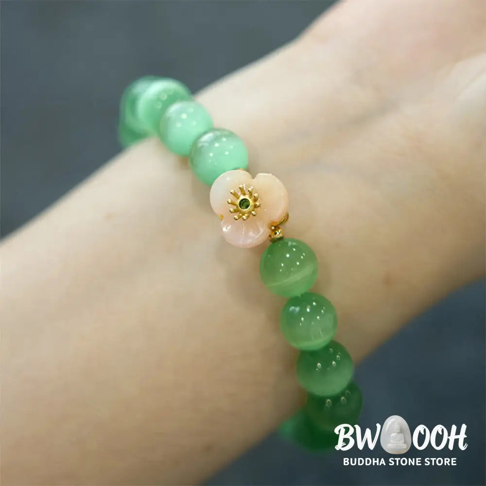 Buddha Stones Cat’s Eye Chrysoberyl Flower Love Bracelet - BWOOOH - Bracelet