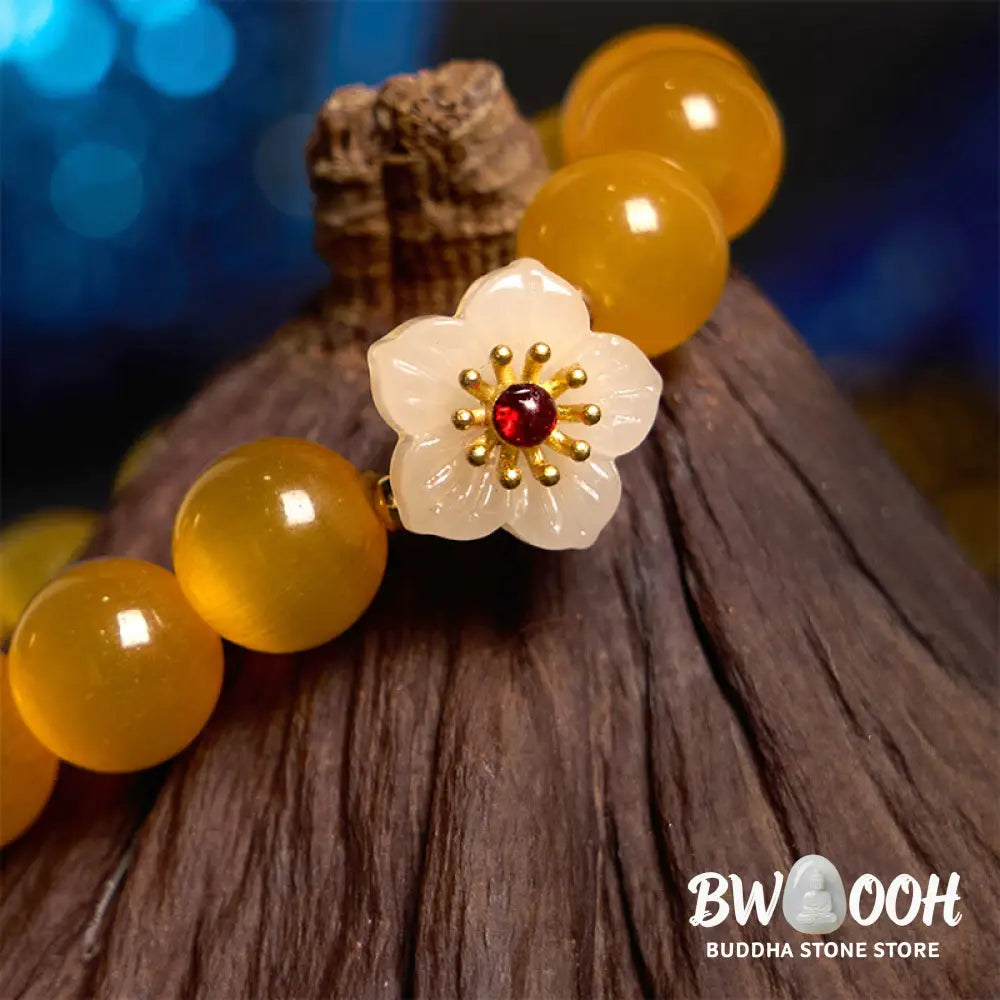 Buddha Stones Cat’s Eye Chrysoberyl Flower Love Bracelet - BWOOOH - Bracelet