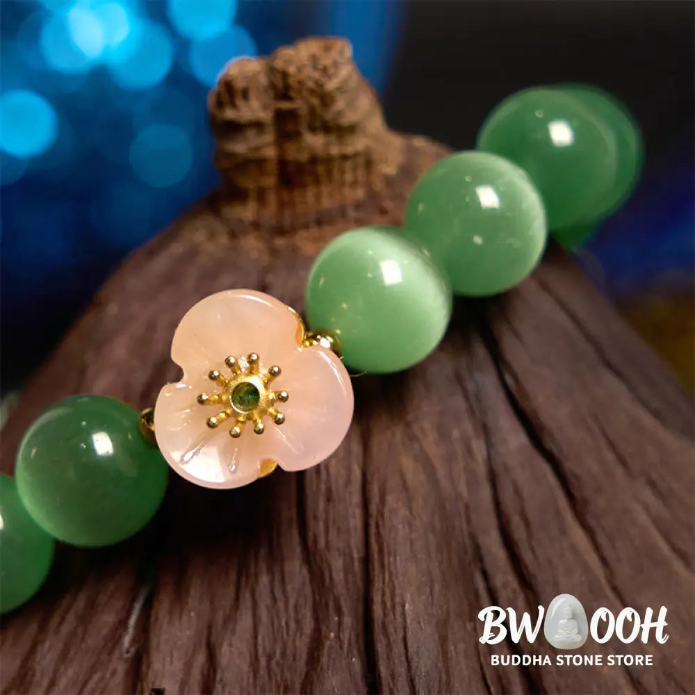 Buddha Stones Cat’s Eye Chrysoberyl Flower Love Bracelet - BWOOOH - Bracelet