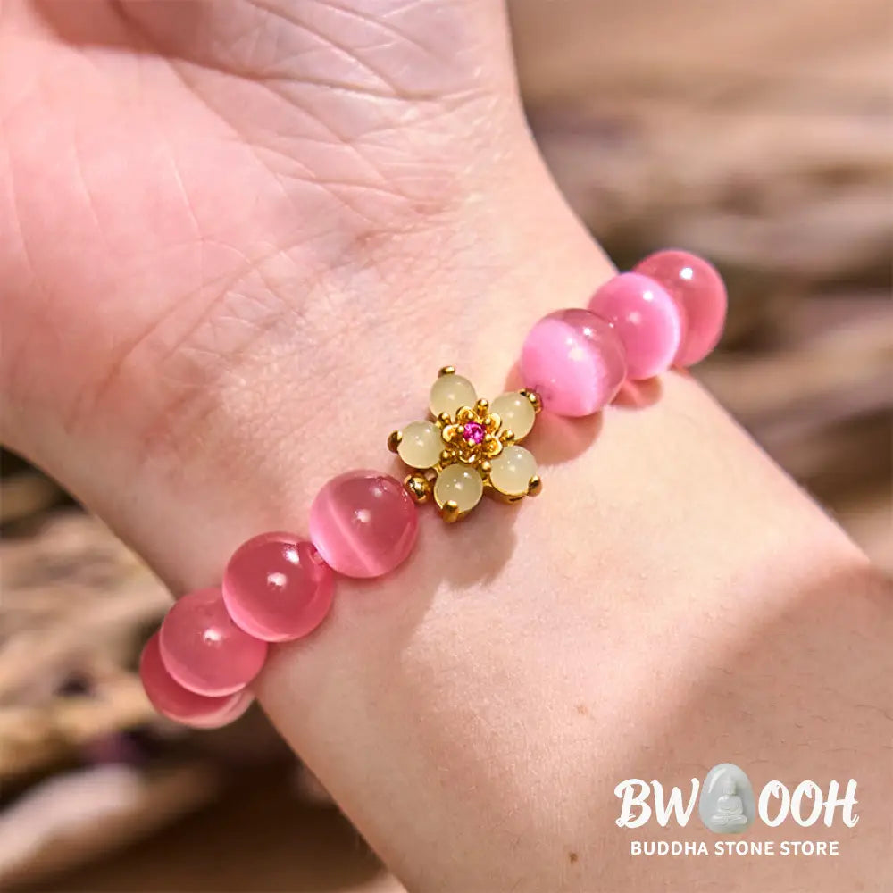 Buddha Stones Cat’s Eye Chrysoberyl Flower Love Bracelet - BWOOOH - Bracelet