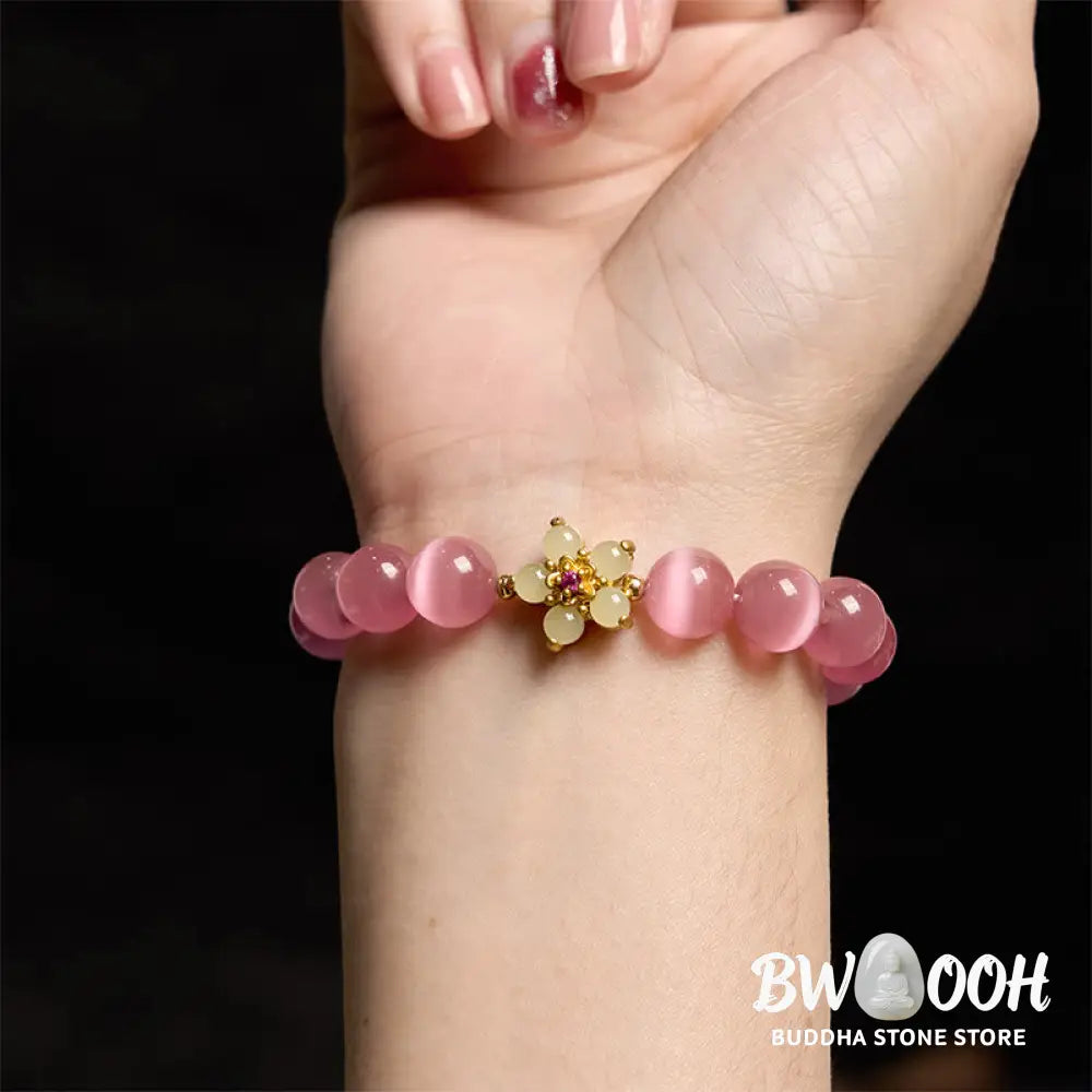 Buddha Stones Cat’s Eye Chrysoberyl Flower Love Bracelet - BWOOOH - Bracelet
