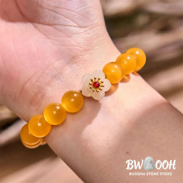 Buddha Stones Cat’s Eye Chrysoberyl Flower Love Bracelet - BWOOOH - Bracelet
