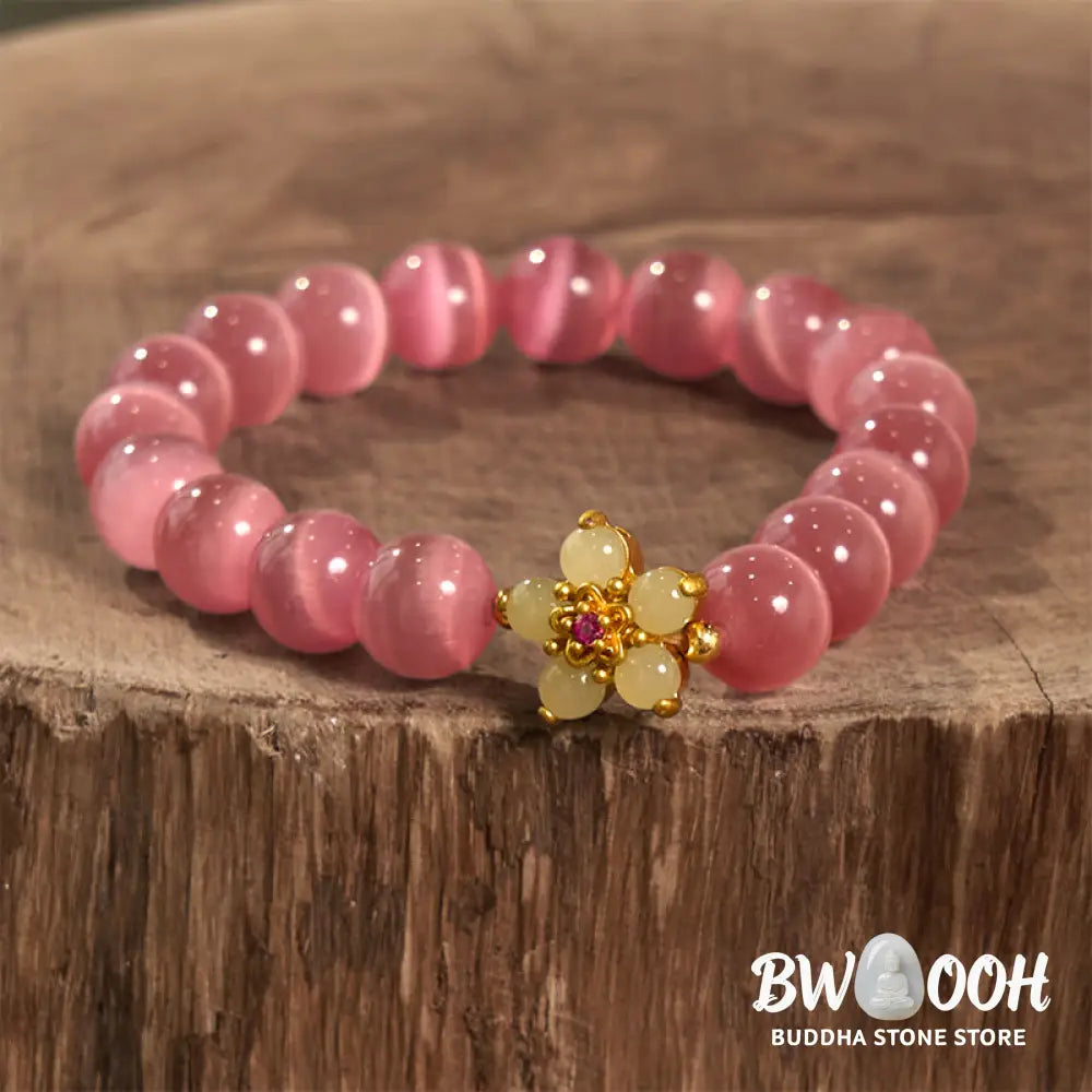 Buddha Stones Cat’s Eye Chrysoberyl Flower Love Bracelet - BWOOOH - Bracelet